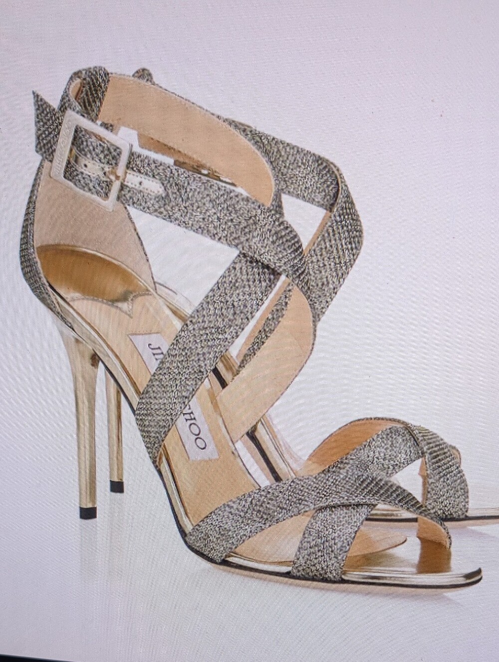 NWB JIMMY CHOO GLITTER LOTTIE CHAMPAGNE STRAPPY STILETTO 👠 HEELS